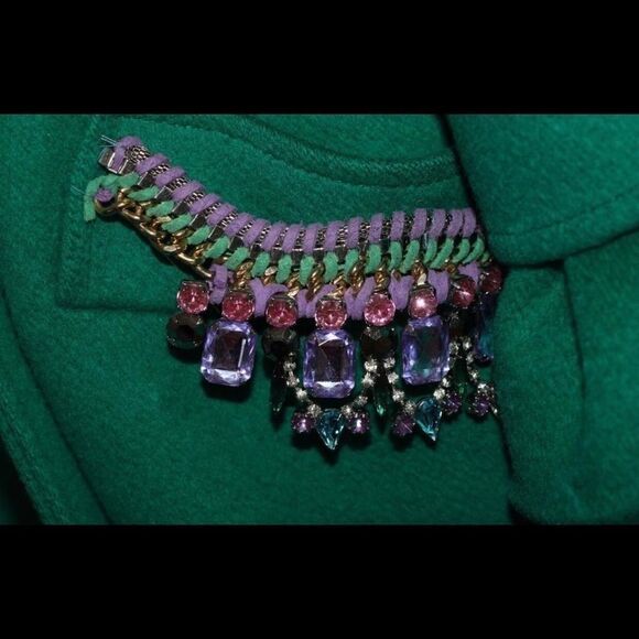 Green Ladies Jeweled Wool Coat size Large - Picture 5 of 8